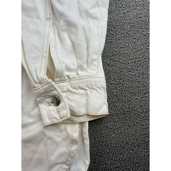Lee x H&M Men’s Ecru Denim Chore Shirt Jacket Size M Workwear Overshirt Pockets - Picture 13 of 16
